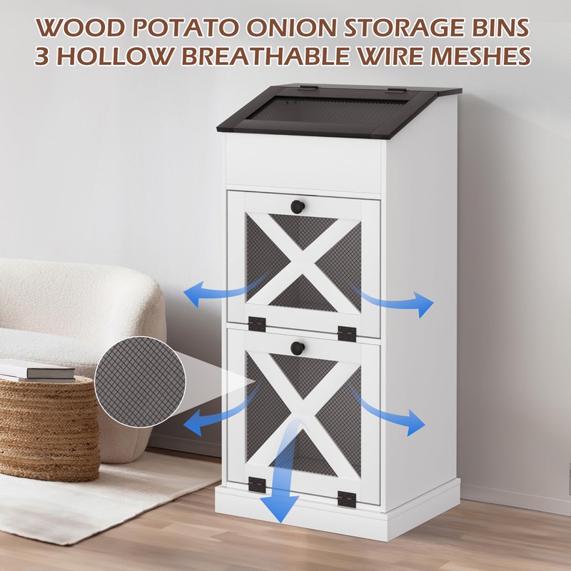 SUNTAGE Wooden Potato and Onion Storage Bin w/Lid, Large Capacity