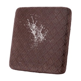 KELUINA Waterproof Couch Cushion Covers, Jacquard Magic Sofa Cushion Covers Washable, Stretch Couch Seat Covers Furniture Protector for Pets with Elastic Bottom (3PC, Brown)