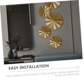 Baluue 1 Juego Decoración Decorativa De La Pared Estatuilla Colgante Decoración del Hogar Decoración De Pared De Arte Decoración De La Pared del Pasillo Ronda 3D Desct Metal