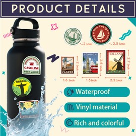 YUISLE 200PCS World Travel London Stickers Pack for Luggage Water Bottle, World Map Europe London City Landmark Waterproof Vinyl Travel Sticker for Suitcases Laptop Scrapbooking-A19