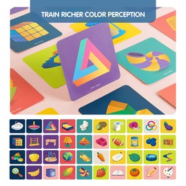 Richgv Baby Flash Cards Black&White/Colorful High Contrast 40 Pages 12-36months, Visual Stimulation Sensory Toys for Baby