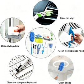 12-Piece Blind Cleaning and Dusting Tool Set, Including Blind Cleaning Brushes and dusting Brushes, Perfect for Cleaning Blinds, air conditioners, Fans, Tiles, Door and Window Tracks, and car Vents