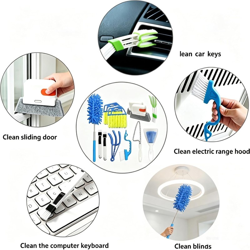 12-Piece Blind Cleaning and Dusting Tool Set, Including Blind Cleaning