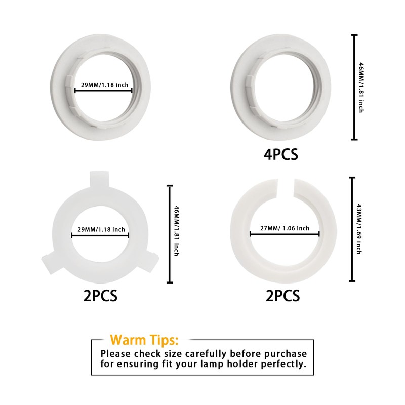TRUEIN 8 Pcs Lamp Shade Ring, E27 to E14 Lampshade