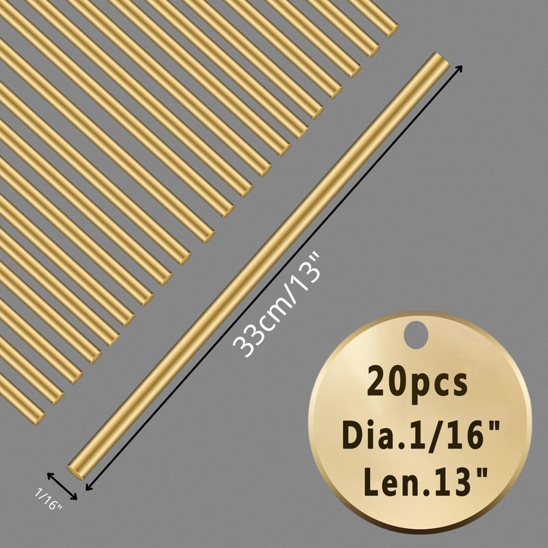 Brass Brazing Rods - 1/16" x 13", 20 Sticks, Solid