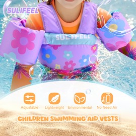 SULIFEEL Toddler Swim Vest for 20-66 lbs Kids Floaties Swim Jacket with Arm Water Wings for Girls Boys 2 3 4 5 6 7 Years Old Sea Beach Pool