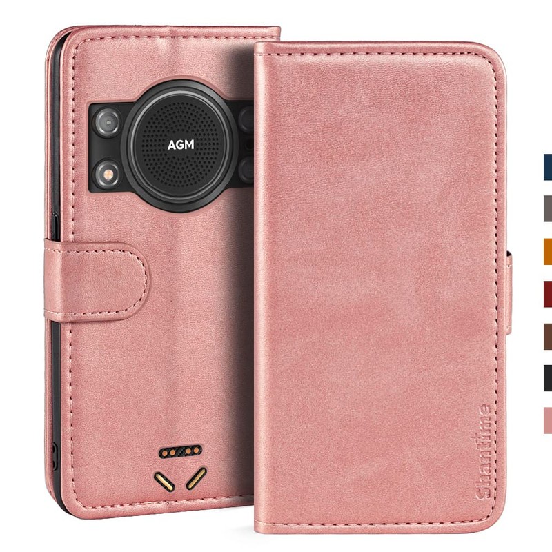 Shantime Stylish Leather Wallet Case Compatible with AGM H5, Magnetic