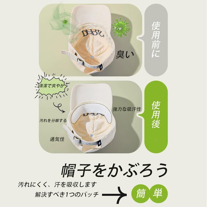 FUYUERO キャップライナー 襟汚れ防止テープ帽子汗止め 帽子用汗取りパッド 汗吸収シートで襟汚れ・帽子汚れを防ぐ エリ・ソデ汚れ-50枚入り (白50)