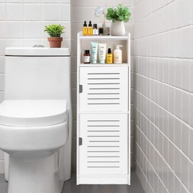 ShellKingdom Toilet Paper Holder Stand, Small and Slim Bathroom Storage Cabinet for Bathroom Small Spaces, 29.1 x 9.5 x 7.9 inch