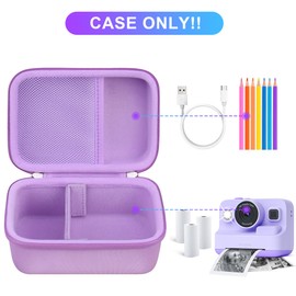 BOVKE Carrying Case for Dylanto/Anchioo/MEETRYE Kids Camera Instant Print,1080P Kids Instant Camera Toys Storage Holder with Mesh Pocket for Printing Papers, Charging Cable, Purple