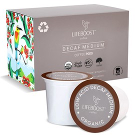 LIFEBOOST Lifeboost Organic Decaf Coffee K Cups - Low Acid Decaf Coffee Pods - Single Origin Non-GMO Mold Free Decaf Coffee Pods Compatible with Keurig & Keurig 2 - No Mycotoxins or Pesticides - 10 Count