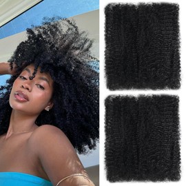LPARMJIT Afro Kinkys Bulk Human Hair 8-Inch 30g/Bundle Kinky Curly Braiding Human Hair for Locs, Twists, Loc Repair, Dreadlock Extension. (1b, 12inch(2pack))
