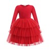 Arshiner Toddler Tutu Dres Girls Long Sleeve Red Xmas Holiday Birthday Party Tulle Dresses 5 Years