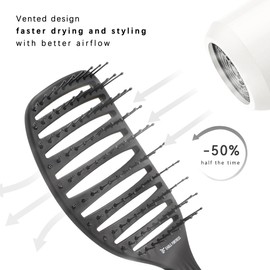 Eagle Fortress Speed Dry Hair Brush - Blowout Brush, Curly Hair Brush with Vented & Curved Design, Detangling Paddle Brush for Wet Dry Curly Thick Straight Hair, Black