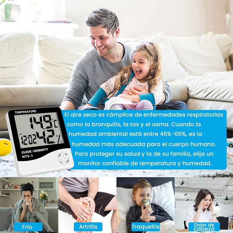 Termohigrómetro Digital, Medidor de Temperatura y Humedad Interior