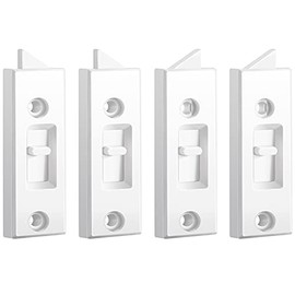 Window Latch Locks Window Parts and Hardware Window Tilt Latch Plastic Construction, Spring Loaded, 2 Inch Hole Center Spacing Sliding Lock Replacement (White,4 Pieces)