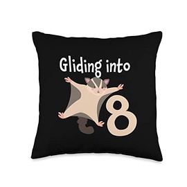 Sugar Glider Gliding into 8 Flying Squirrel Birthday Party Throw Pillow