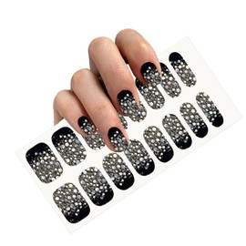 Self-Adhesive Black Silver Full Nail Wraps Stickers Gothic Style | Brighter, Thicker, Tougher Nail Polish Strips for Women and Girls | DIY Nail Art Decoration