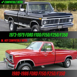 USR 73-79 F Series Pickup Side Marker Light – 4pc Front & Rear Parking Lamps (Left + Right) Set - Compatible with 1973-1979 Ford F100/F150/F250/F350 – BRONCO/ECONOLINE (CLEAR LENS w/AMBER/RED LED)