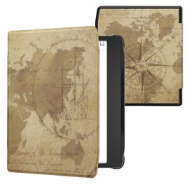 kwmobile Case Compatible with Pocketbook Era/Era Color Case - eReader Cover - Travel Vintage Brown/Light Brown