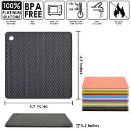 Smithcraft Silicone Trivets Mat for Counter Top Hot Pads for Pan and Pot Heat Resistant Hot Protector Workshop,Table Placemats 4 Pack,Size:7.5x7.5 Inch, Color: Green,Shape:Square