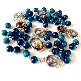 elegantmedical elegantmedical Tiger Eye Beads SEVEN 7 SORROWS MARY Rosary Necklace Catholic