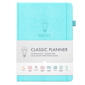 Daily Planner & hourly planner - Use this day planner to schedule your to do list - Undated weekly planner, habit tracker & organizer - LUX Productivity Classic Undated Planner (Sky Blue)