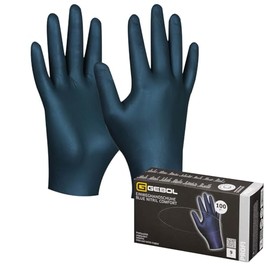 Gebol Blue Nitrile Comfort Pack of 100 Disposable Gloves, Size S (Size 7), High-Quality, Extra Thin, Waterproof Chemical Protection Gloves, High Tear Resistance, Women and Men, Dark Blue