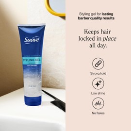 Suave Hair Gel Barber Essentials Styling Gel for Men, Strong Hold and Low Shine, No Flakes, Barber-Quality Results, 9 oz, 9 Pack