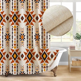 Jimuzi Western Linen Shower Curtain Southwest Aztec Geometric Colorful Stripes Fabric Shower Curtain Set with Hooks, Ethnic Tribal Geometry Shower Curtains for Bathroom, 71x71 Bath Curtain