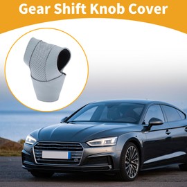 Partuto 1 Pc Automotive Manual Universal Gear Shift Knob Cover Car Stick Shifting Handle Protector Decoration Faux Leather T-shape Grey 12.5x8cm/4.92"x3.15"