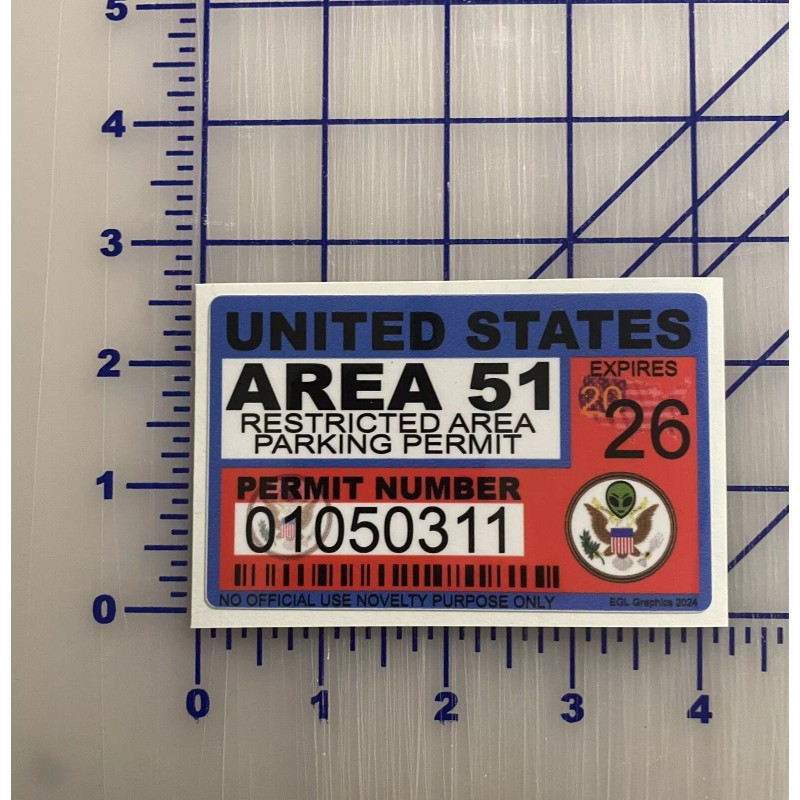 Egl Area 51 License Sticker Permit Funny Decal Bumper Alien