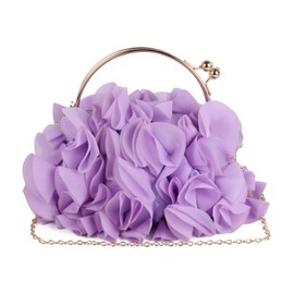 LHHMZ Clutch Bag with Floral Pattern for Women Elegance Flower Evening Bag Wedding Bag Party Prom Handbags, 01-purple, Elegant