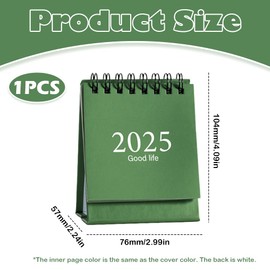 Mini Desk Calendars, calendar tabs,desk calendar 2025 uk, Sleek Solid Hue Collection, Dual-Pack Green, Compact Desktop Organizers for Work & Study