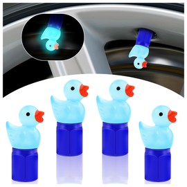 4PCS Auto Tire Valve Stem Caps,Glow in The Dark Cute Duck Valve Caps for Car Tires,Universal Car Tire Air Caps Replacement Car Decorations for Most Trucks Motorcycles Bicycles (Black)