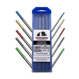 WeldingCity 10-pk Premium TIG Welding Tungsten Electrode 1/16"-3/32" x 7" ASSORTED ALLOYING Green-Red-Gray-Gold-Blue