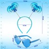 Domkier 4 Pack Blue Ponytail Headband and Heart Sunglasses Feathers
