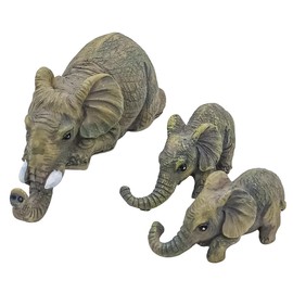 Ieron Elephant Sitter Hand Figurines - Set of 3 Elephant Mother with Two Babies - Hanging Edge Elephant Ornaments for Home, Desktop Decor