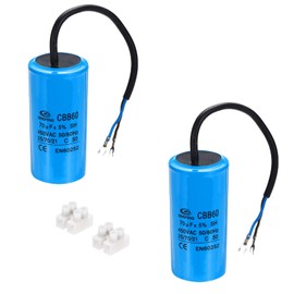 PATIKIL 2 Set CBB60 70uF Running Capacitors, AC 450V 2 Wires 50/60Hz Cylinder 103x50mm for Air Compressor Motor, Washing Machines, Refrigerators Motor Start