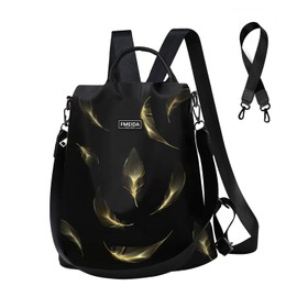 Travel Backpack Purse for Women Anti Theft Convertible Backpack Fashion Waterptoof Nylon Backpack College Bookbag Crossbody Daypack Hiking Backpack Mochilas De Mujer Black Feather