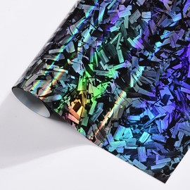 AuMoHall Holographic Black Rainbow Forged Carbon Laser Car Vinyl Wrap Gloss Color Change Car Body Decorative Film, 59.84'' x 19.68''