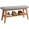 SOBIBO Bamboo Shoe Bench, Entryway Bench, 2 Tier Shoe Rack