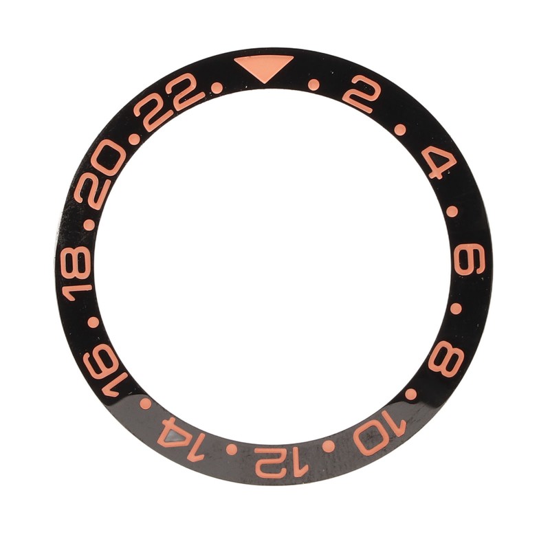 Watch Bezel Insert 38mm Black Base Rose Gold Digit Ceramic