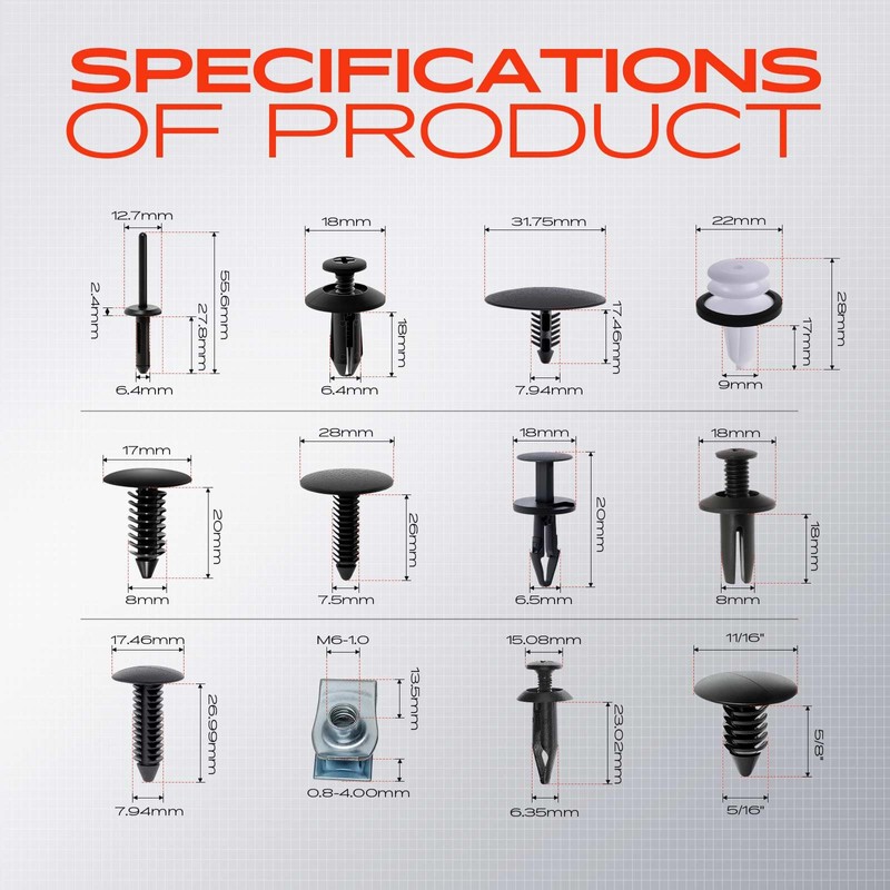 A-Premium 110PCS Bumper Trim Clips Fender Retainer Fastener Kits Compatible