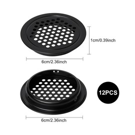 12 Pieces Round Ventilation Grille, Ventilation Opening Stainless Steel, Rust-Proof, Oxidation Resistant, Black Wardrobe Ventilation Grille, for Kitchen, Bathroom, Cabinet, Wardro(53mm*12MM)