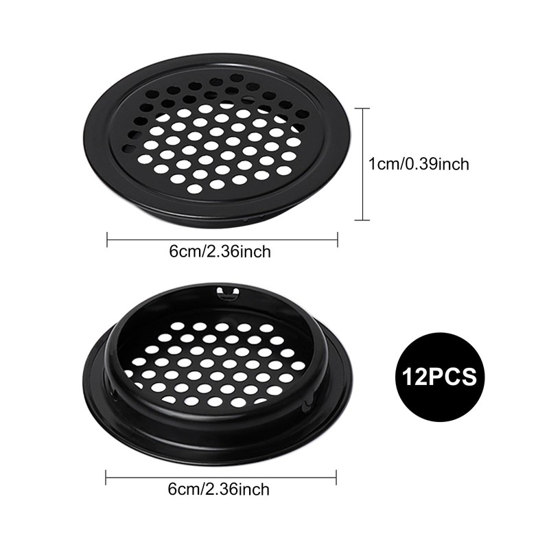 12 Pieces Round Ventilation Grille, Ventilation Opening Stainless Steel, Rust-Proof,