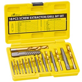 TOPEC Screw Extractor and Left Hand Drill Bit Set - 18 Piece Easy Out Bolt Extractor Kit for Removing Damaged Screws, Broken Bolts, Studs