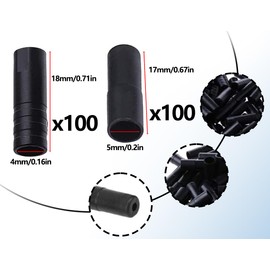 KAPSING Pack of 200 End Caps, Brake Cable, Bicycle End Caps, Brake Cable End Ferrules, Plastic End Cap, Brake Cable for Brake Cable, Shift Cable (100 Pieces 5 mm + 100 Pieces 4 mm)