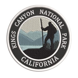Kings Canyon National Park, California Mountain Hiker Embroidered Premium Patch DIY Iron-on or Sew-on Decorative Badge Emblem Vacation Souvenir Travel Gear Clothes Appliques Wildlife Explore Nature
