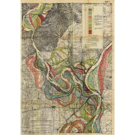 1944 Map Mississippi River Meander Belt Alluvial Valley Harold Fisk Plate 1 (3 Sizes) (16"x23")